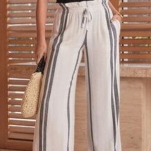 Cloth & Stone Gray Striped Wide-Leg Pants
